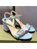 Gucci Sequin GG Strap Mid-heel Sandals Blue/Silver 2021