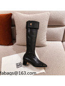 Chanel Crumpled Lambskin High Boots Black 2021 112262