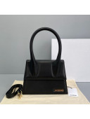 Jacquemus Le Chiquito Medium Top Handle Bag in Smooth Leather Black 2021