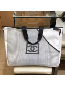 Chanel Mesh Canvas and PVC Large Shopping Tote Bag White 2019