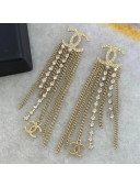 Chanel Tassel Chain Earrings Crystal White 2020