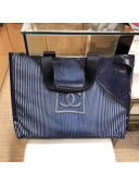 Chanel Mesh Canvas and PVC Small Shopping Tote Bag Navy Blue 2019