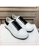 Alexander Mcqueen Deck Silky Calfskin Lace Up Sneakers White/Black 2020 (For Women and Men)