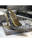 Dior J'Adior Slingback Pumps 95mm in Dots Embroidered Canvas Blue 2020