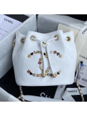 Chanel Logo Charm CC Lambskin Drawsring Bucket Bag AS1883 White 2020
