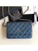 Chanel Quilting Pearl Caviar Calfskin WOC Wallet on Chain Bag Navy Blue 2018