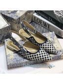 Dior J'Adior Slingback Flat Ballerinas in Dots Embroidered Canvas Blue 2020