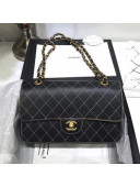 Chanel Quilted Calfskin Medium Flap Bag Black/White/Camel Brown 2020