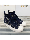 Dior Walk'n'Dior High Top Sneakers in Navy Blue Oblique Knit 2020