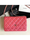 Chanel Quilting Pearl Caviar Calfskin WOC Wallet on Chain Bag Rosy 2018