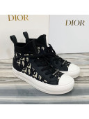 Dior Walk'n'Dior High Top Sneakers in Black Oblique Knit 2020