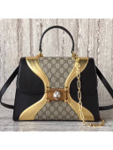 Gucci GG Supreme and Black/Gold Leather Top Handle Bag 476435 2017