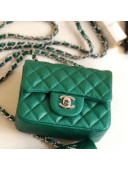 Chanel Quilting Pearl Caviar Calfskin Mini Square Classic Flap Bag Green 2018
