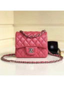 Chanel Quilting Pearl Caviar Calfskin Mini Square Classic Flap Bag Rosy 2018