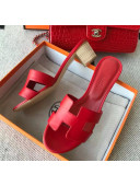 Hermes Oasis Sandal in Smooth Calfskin With 5cm Heel Red 02 2021