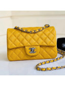 Chanel Quilting Pearl Caviar Calfskin Small Classic Flap Bag Yellow 2018