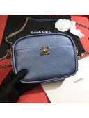 Chanel Metallic Leather Camera Case Shoulder Bag AS0137 Blue 2019
