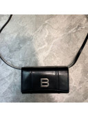 Balenciaga Hourglass Leather Wallet Crossbody Bag Black/Silver 2020