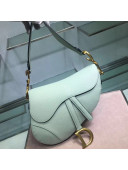 Dior Medium Saddle Bag in Grained Calfskin Leather Light Green 2019