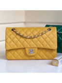 Chanel Quilting Pearl Caviar Calfskin Medium Classic Double Flap Bag Yellow 2018