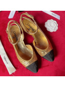 Chanel Glitter Open Shoes Pumps G37594 Gold 2021