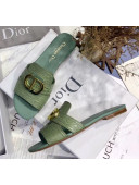 Dior 30 MONTAIGNE Mule Flat Sandals in Crocodile Pattern Calfskin Light Green 2020