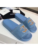 Chanel Denim Mules Sandals Blue 2020