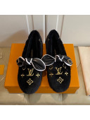 Louis Vuitton Homey Monogram Embroidered Wool Flat Loafers with Twist Bow Black/Gold 2020