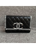 Chanel Vanity Grained Calfskin WOC Wallet on Chain A84451 Black/White 2019