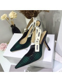 Dior J'Adior High-Heel Slingback Pump in Green Tartan Fabric 2019