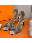 Hermes Premiere Crystal H Heel 90 Sandals Silver/Grey 06 2020
