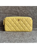 Chanel Grained Calfskin Classic Clutch with Chain A82527 Yellow 2019