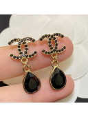 Chanel Crystal CC Short Earrings Black 2021 110906