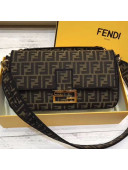 Fendi FF Fabric Large Baguette Flap Bag Brown/Black 2019