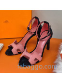 Hermes Premiere Crystal H Heel 90 Sandals Pink/Black 07 2020