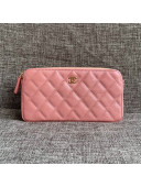 Chanel Grained Calfskin Classic Clutch with Chain A82527 Pink 2019