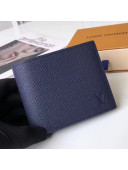 Louis Vuitton Men's Amerigo Wallet in Blue Grained Leather M62045 2020