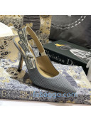 Dior J'Adior Slingback Pumps 95mm in Metallic Thread Embroidered Cotton Grey 2020