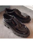 Prada Monolith Patent Leather Derby Platform Lace up Shoe Black 2019
