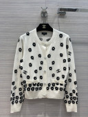 Chanel Cashmere Knit Daisy Cardigan White 2022 03