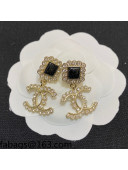 Chanel Crystal CC Short Earrings Black 2021 110908