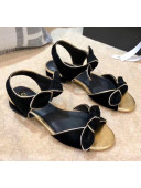 Chanel Lambskin & Velvet Knot Sandals G35298 Black 2020