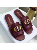 Dior 30 MONTAIGNE Mule Flat Sandals In Smooth Calfskin Burgundy 2020