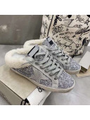 Golden Goose GGDB Super-Star Sequins and Shearling Sneakers Mules Silver 2021