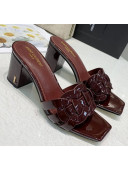 Saint Laurent Patent Leather Slide Sandal With 6.5cm Heel Burgundy 2020