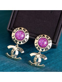 Chanel CC Short Earrings Purple 2021 110909