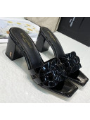 Saint Laurent Patent Leather Slide Sandal With 6.5cm Heel Black 2020