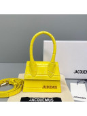 Jacquemus Le Chiquito Mini Top Handle Bag in Crocodile Leather Yellow 2021