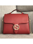 Gucci GG Leather Top Handle Bag 510302 Red 2018