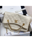 Chanel Quilted Calfskin Shopping Bag with Crystal Pearls AS2213 White 2020